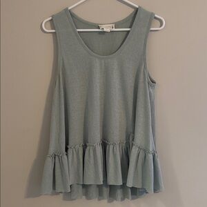 Light Blue Sleeveless Ruffle Hem Top